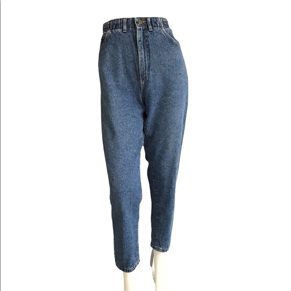 Vintage 80’s LEE Jeans Elastic Waist Fly Zip High Rise Crop Jeans Sz 10